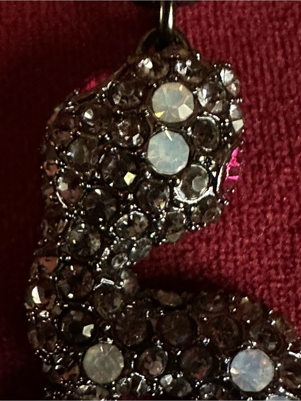 Vintage Snake Rhinestone Pendant Necklace in Gunmetal Black